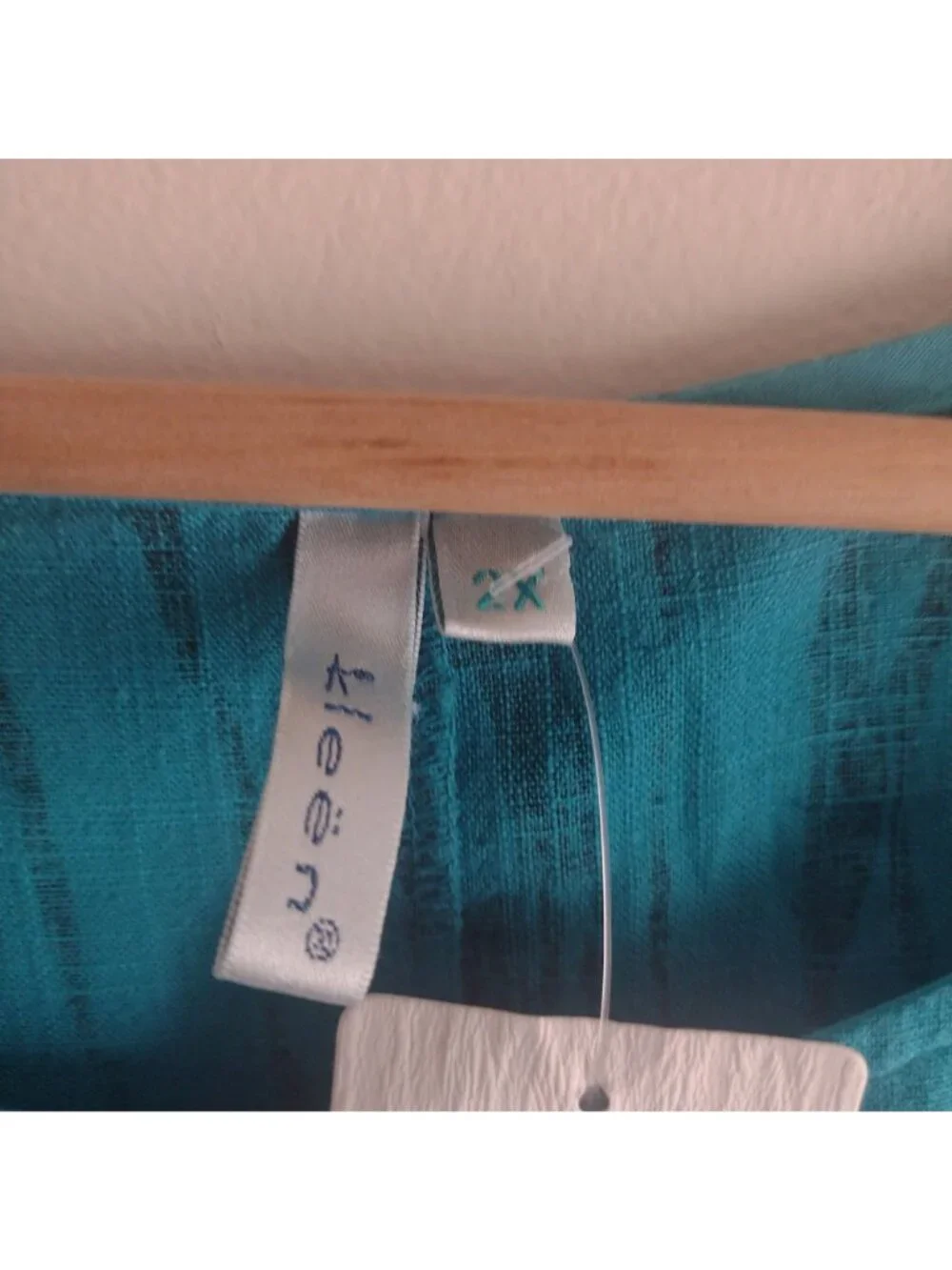 Kleen Linen Blend Blouse 2X NEW Marine Teal Blue Striped Relaxed Fit Top - Picture 2 of 10